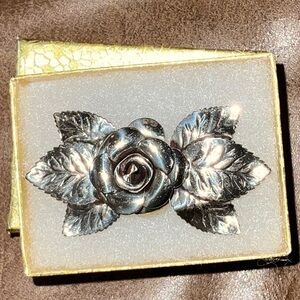 Lang Sterling Flower and Leaves Brooch Pin Vintage